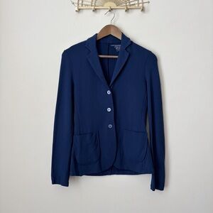 Majestic Filatures Blue Button Up Knit Blazer Sz 2 Medium